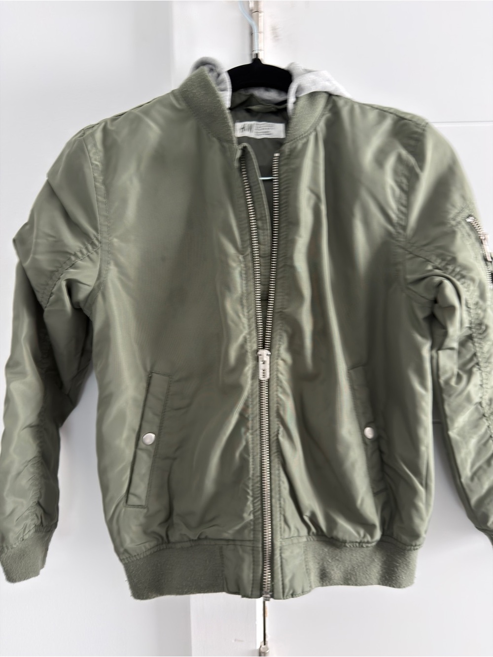 H&M Kids Olive Bomber Jacket with Hood